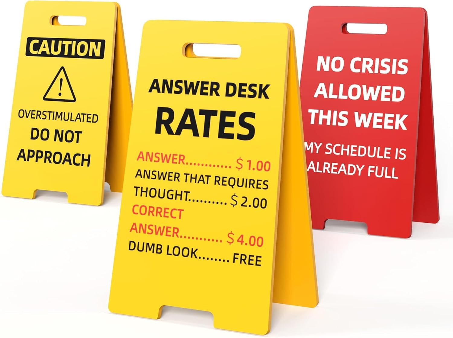 Funny Office Decor Desk Signs 3 Pack – Novelty Boss Gifts for Women Men Office D