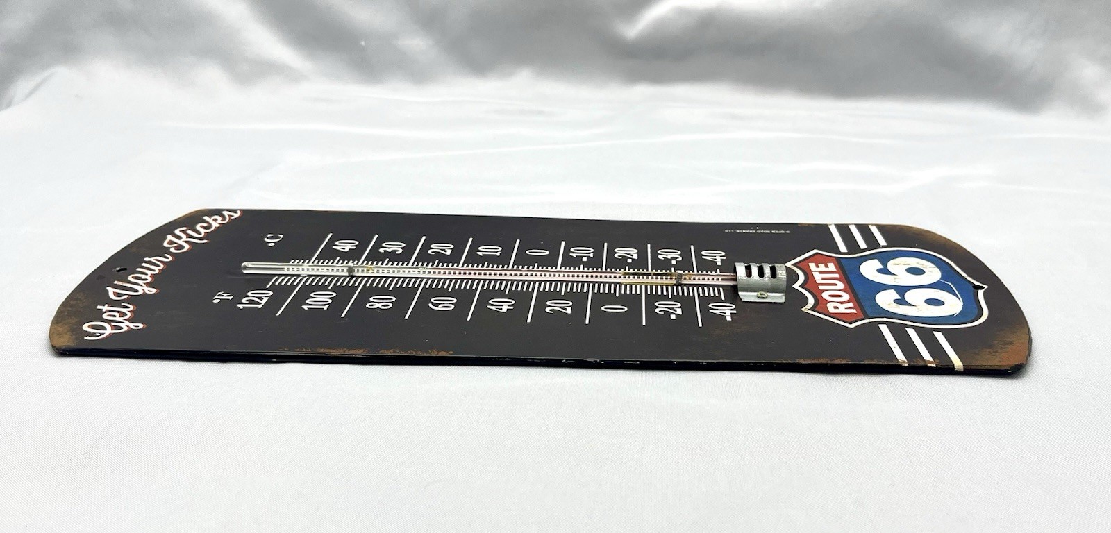 Route 66 Metal Wall Thermometer Get Your Kicks Decor 12”x4”