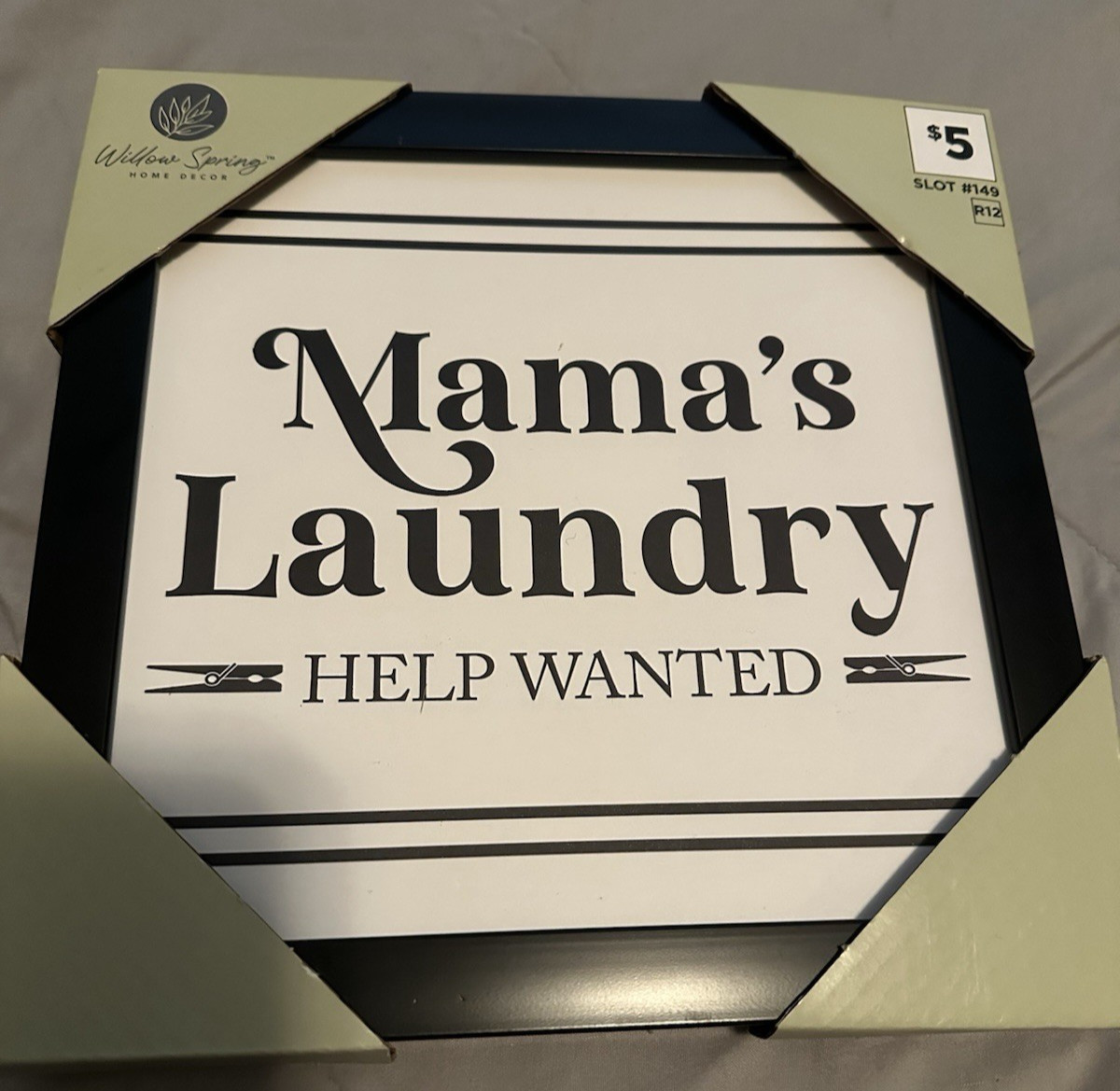 Mama’s Laundry Room Wall Art Decor Sign Black And White
