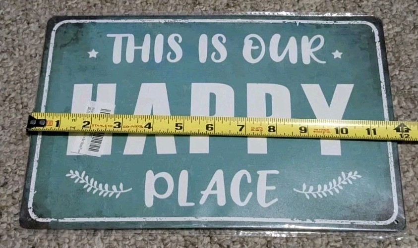 New Rustic Sign This Is Our Happy Place Cozy Home Decor Metal 12″X8″ Free Ship