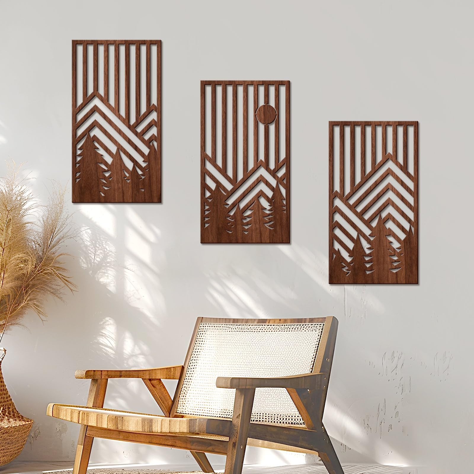 3 Piece Wood Large Mountain Wall Decor Art for Living Room Bedroom Office M