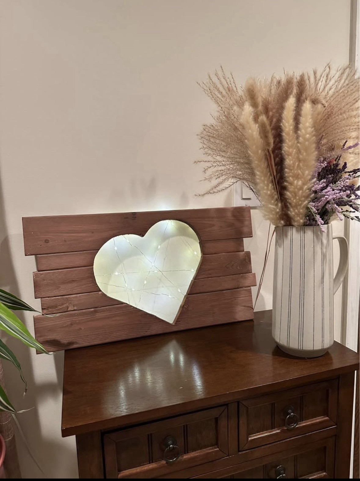 Decorative Rustic Wood Heart with Lights. Stained or Painted.