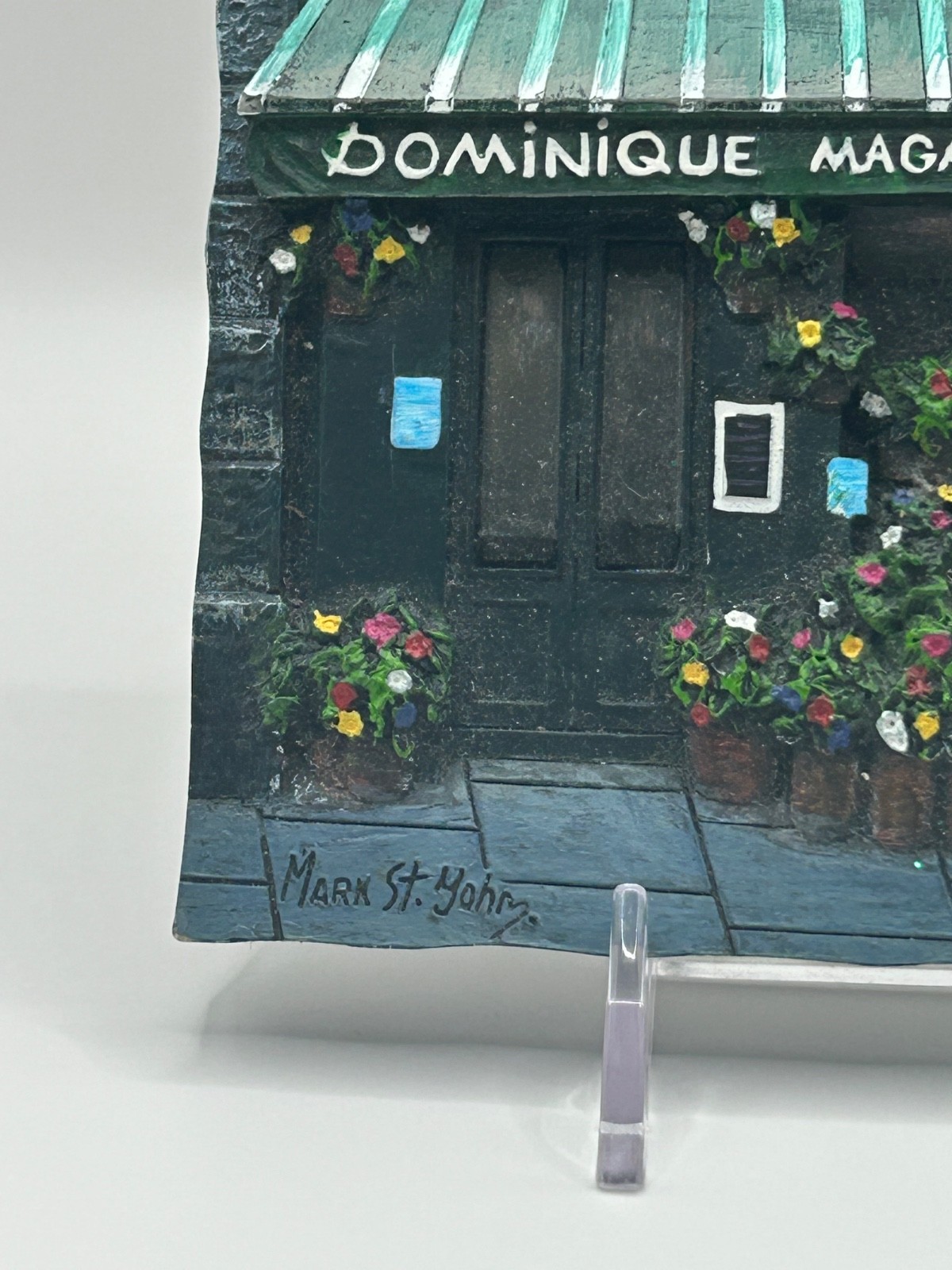 Mark St. John Dominique Flower Shop Wall Plaque 3D Resin Art Paris 6.25″ x 4.5″