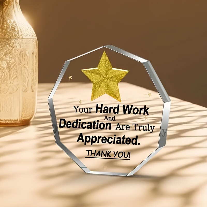 1 PC Inspirational Polygon Acrylic Work Gift Desktop Sign Decoration