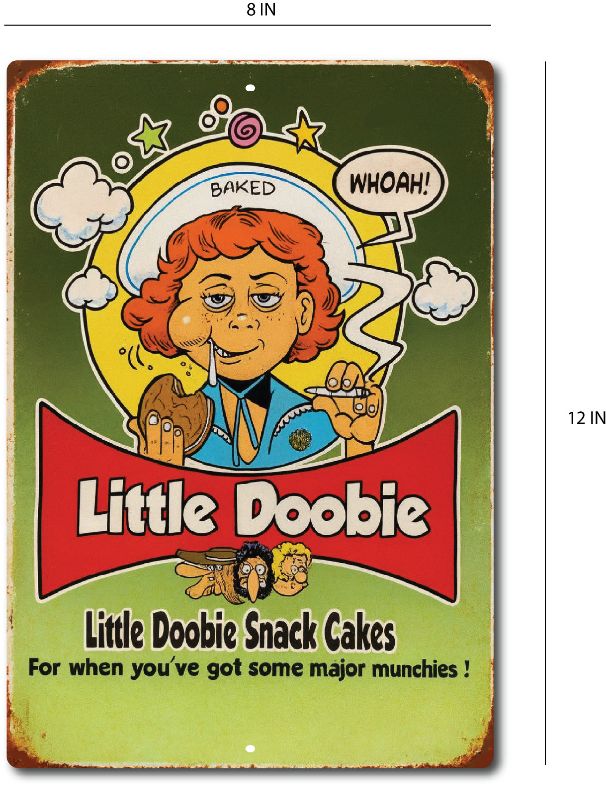 Little Doobie Snack Cakes Sign Funny Weed Munchies Rustic Metal Stoner Humor