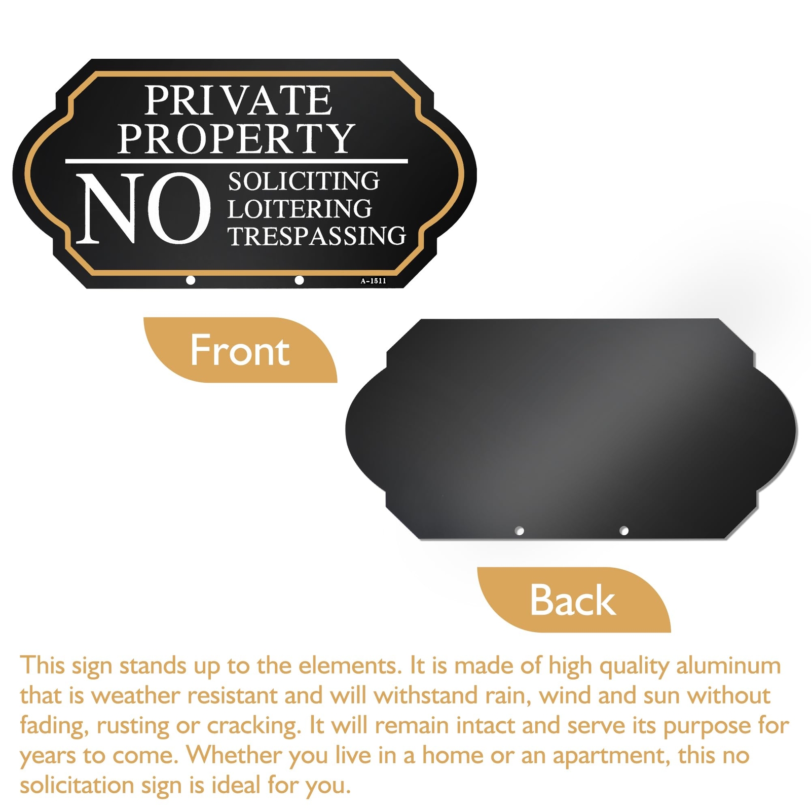 Private Property No Trespassing Sign with Stake 5×10 Inch for Outdoor Use