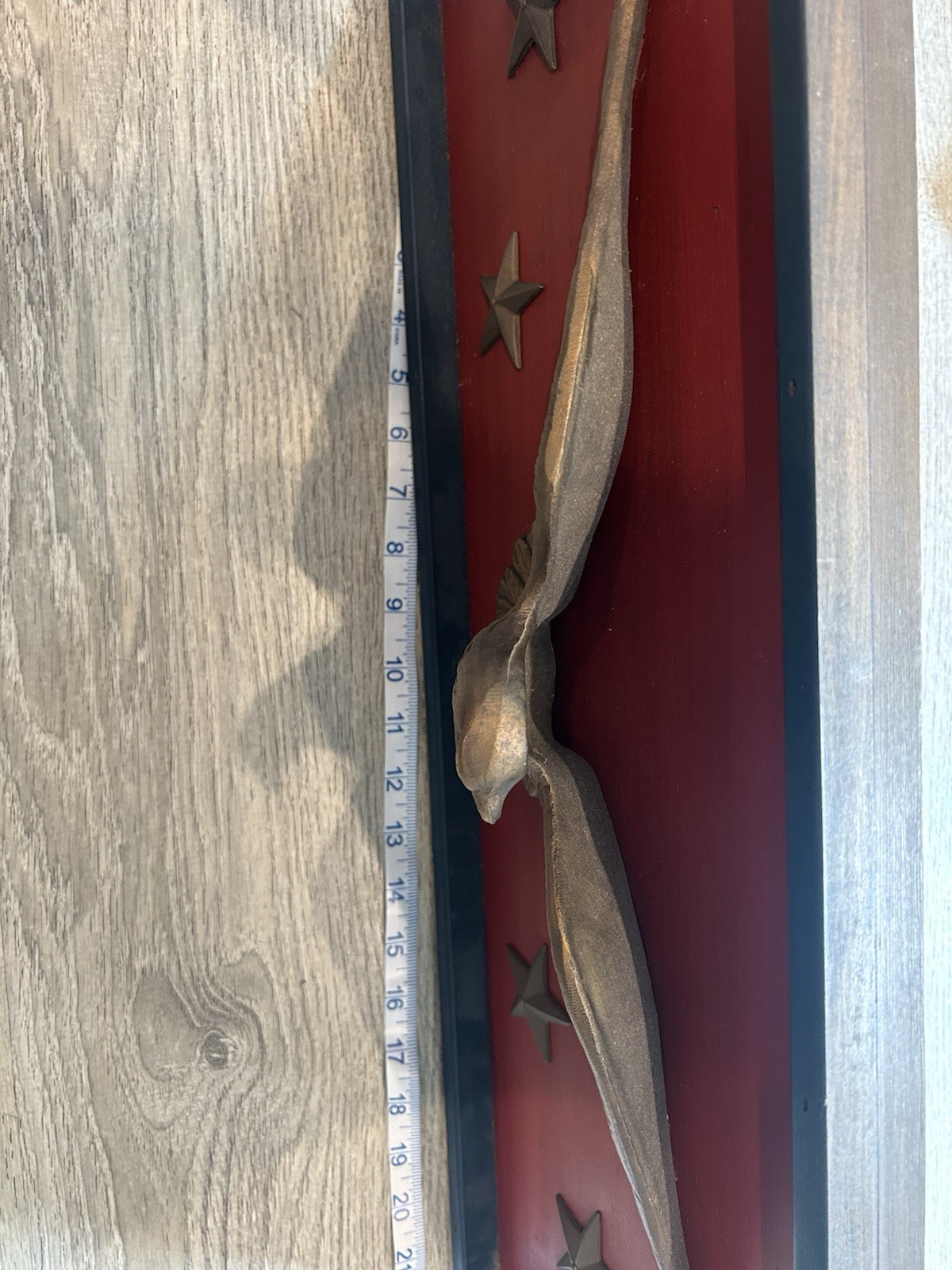 Handcrafted Patriotic Eagle Wall Plaque 24” Americana Rustic Wood 3D Eagle Decor