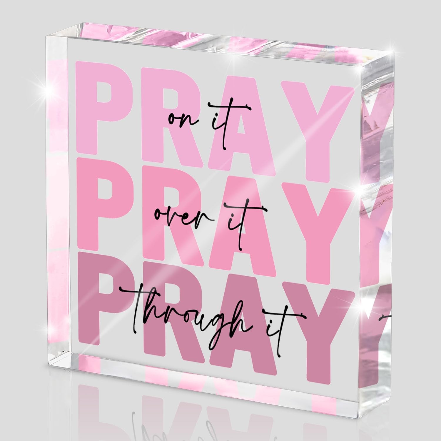 Pink Inspirational Decor Pray Over It Bible Verse Wall Art Christian Gifts fo…
