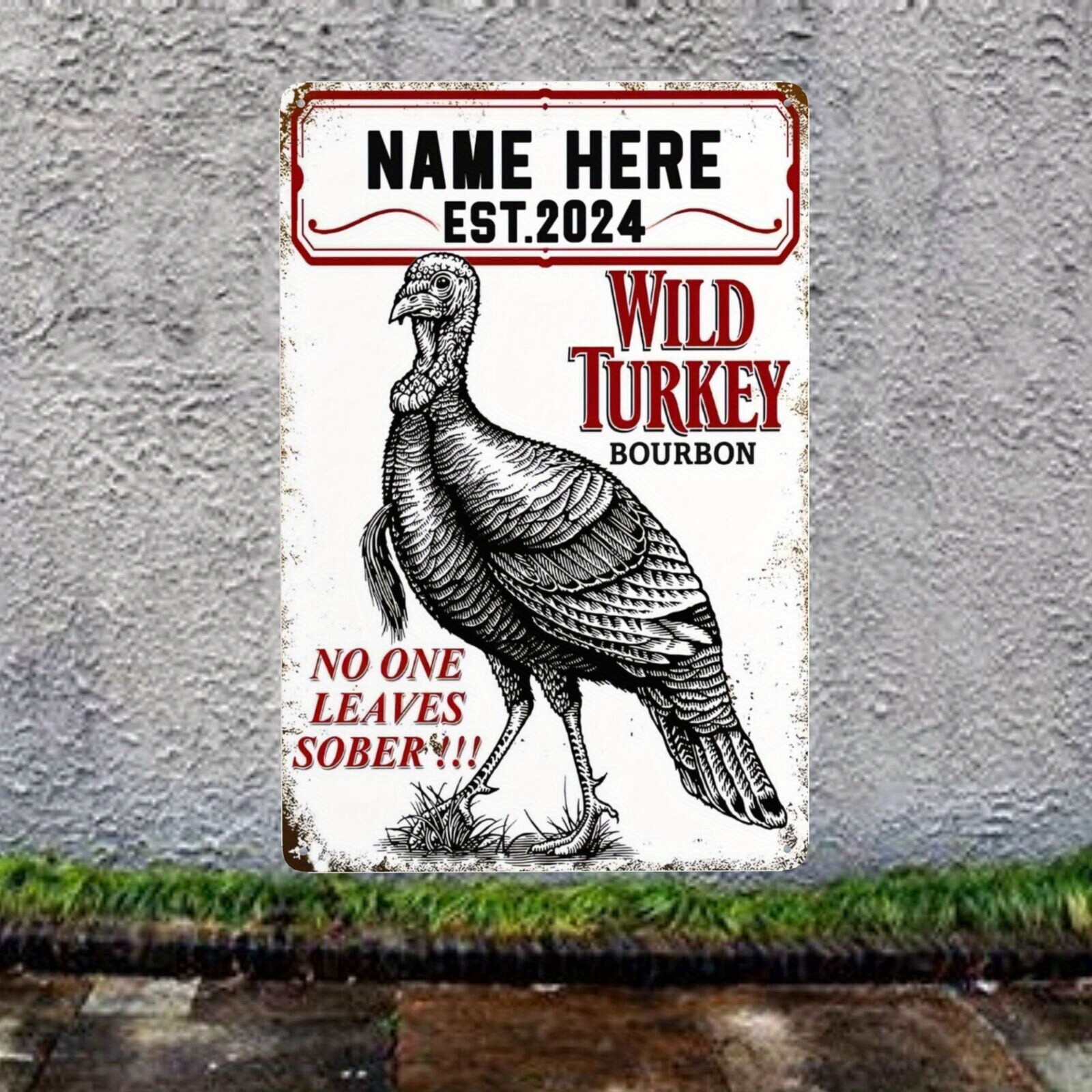 [2D Flat] 1pc Customizable Wild Turkey Tin Metal Signs – 8×12 Inch Rustic-Theme