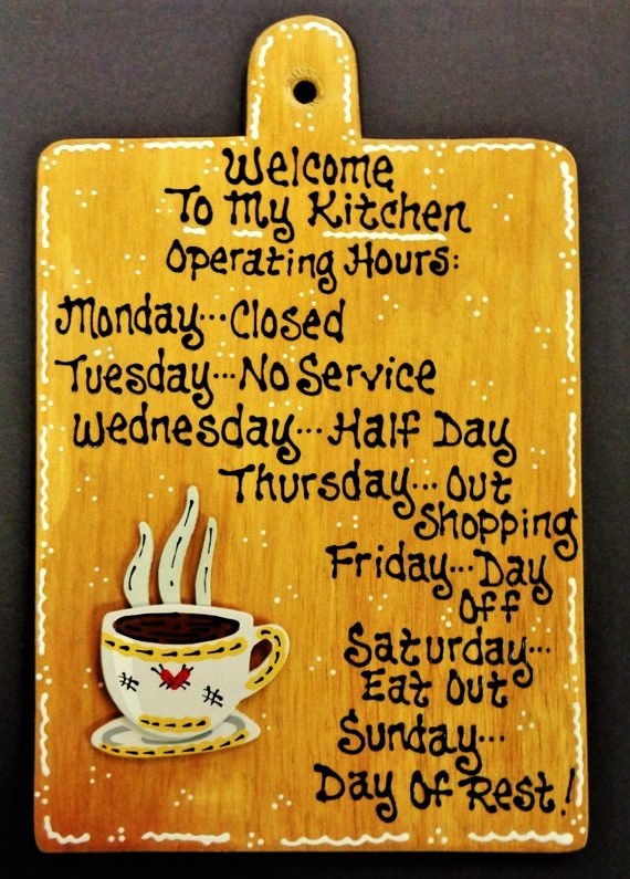COFFEE CUP Kitchen Operating Hours SIGN Country Wall Art Hanger Plaque Decor