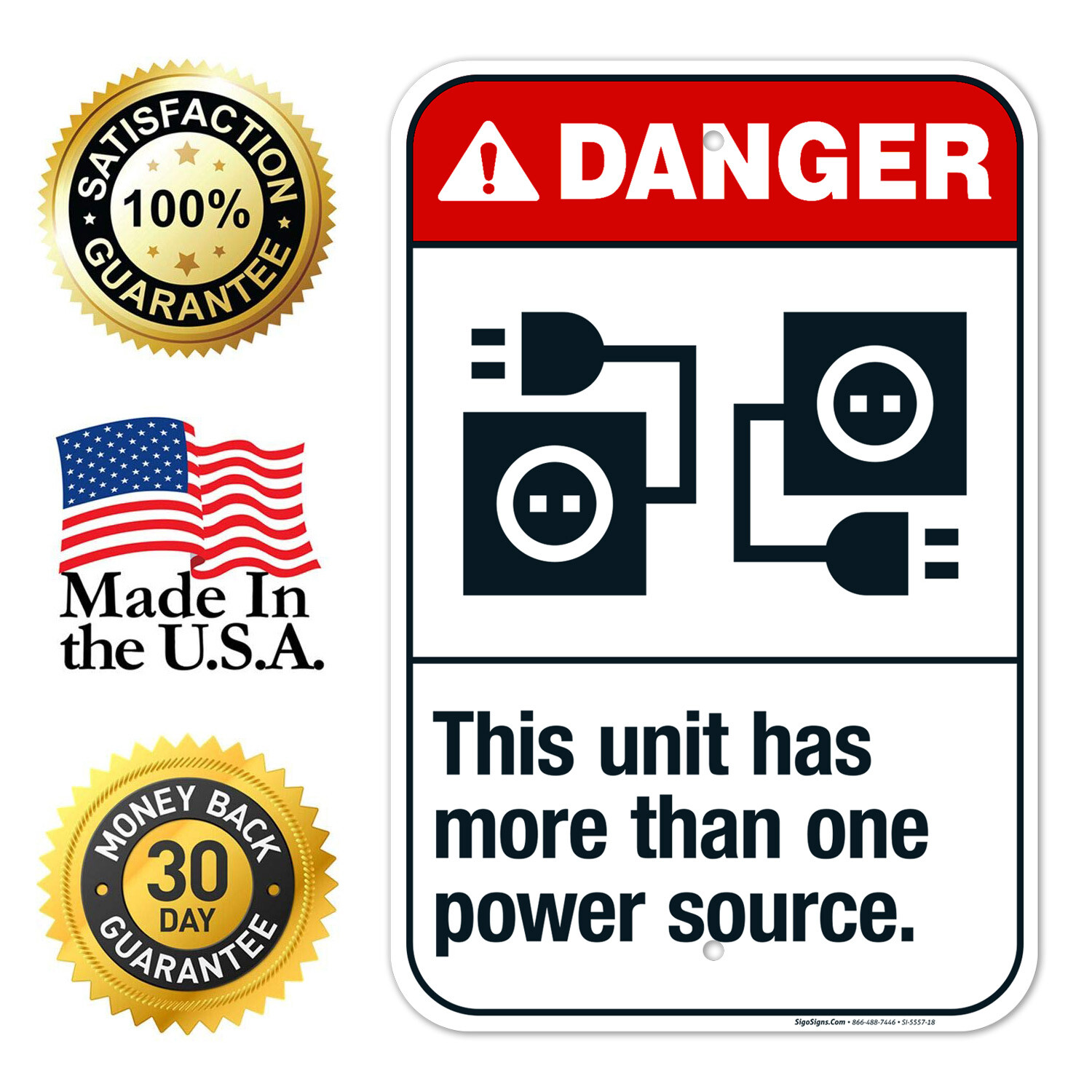 This Unit Has More Than One Power Source Sign, ANSI Danger Sign,