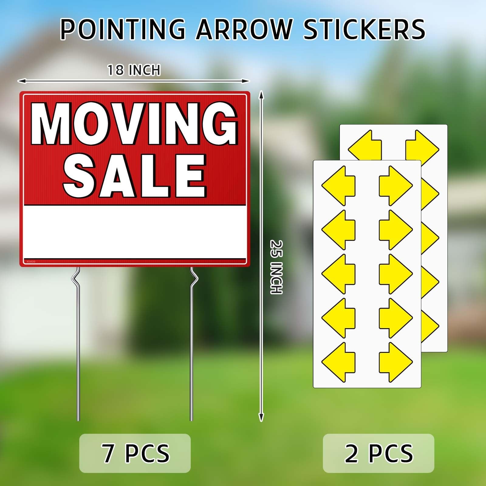 7Pcs WEATHER-PROOF Moving Sale Signs, 17″ x 13″, Double-Sided with Arrow Stic…