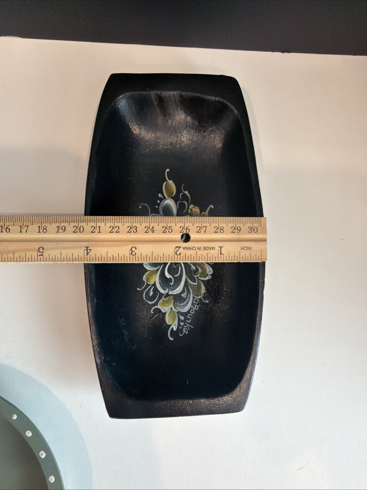 Folk Art Wooden Wall Plates Hand Painted Floral Hanging Lot 3