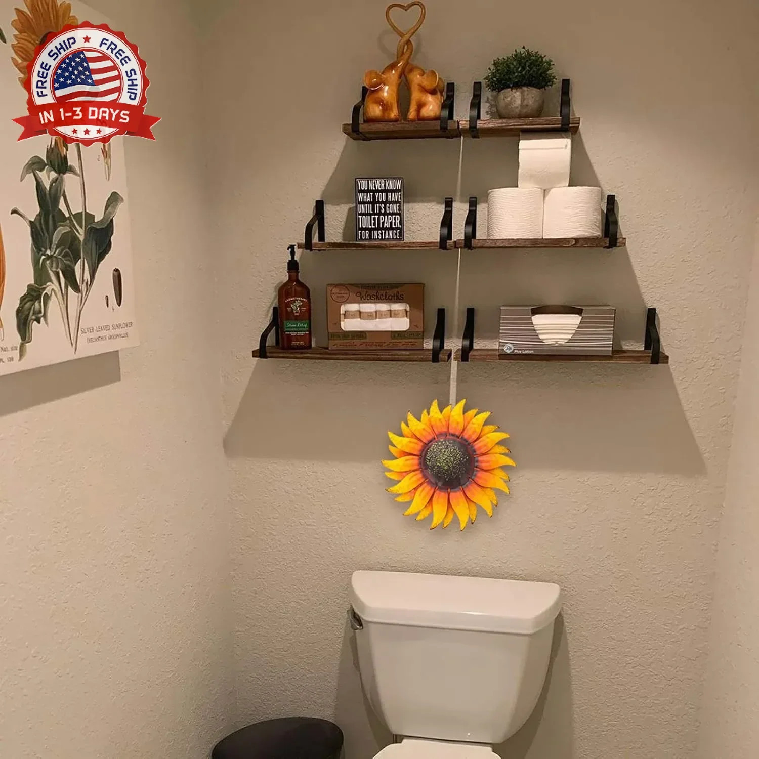 EASICUTI 6 Inch Sunflower Metal Flowers Wall Decor Metal Wall Art Decorations Ha