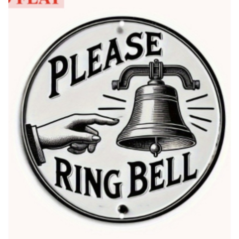 Please Ring Bell Metal Sign Round Vintage Doorbell Wall Hanging Art Decoration
