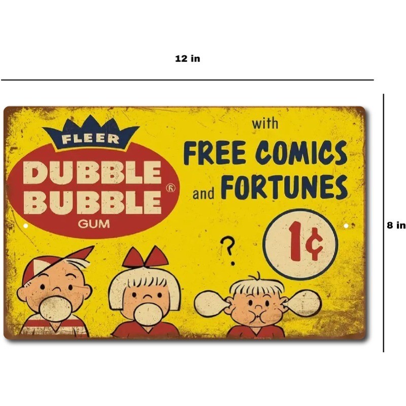 TIN SIGN Double Bubble Gum Sign Vintage Look Retro Metal Tin Sign Gum Décor