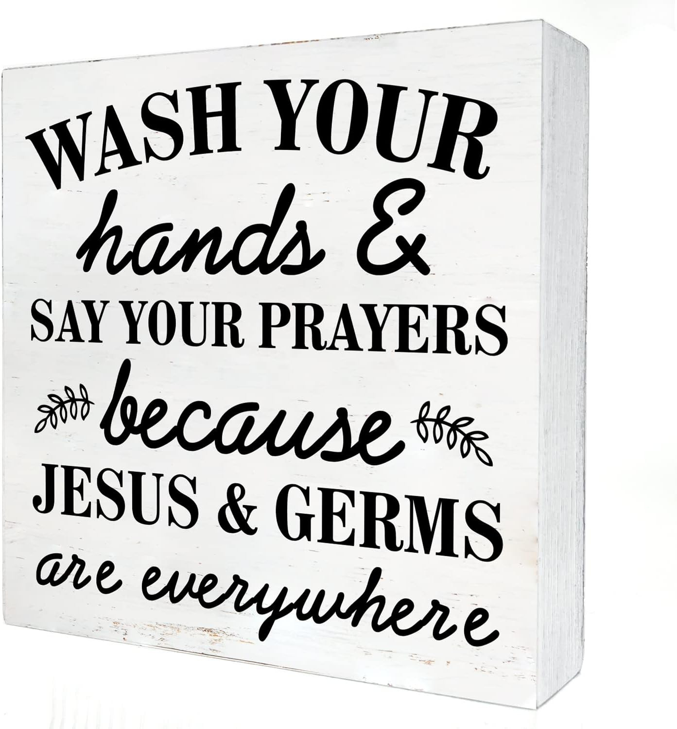 Bathroom Humor Wooden Box Sign with Saying Desk Decor 5 X 5 Inch Wash