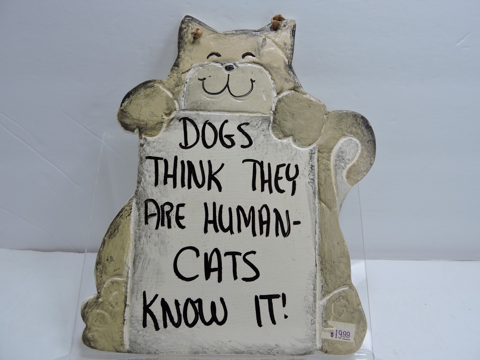 Cats are human sign pottery type Hangs anywhere and is adorable
