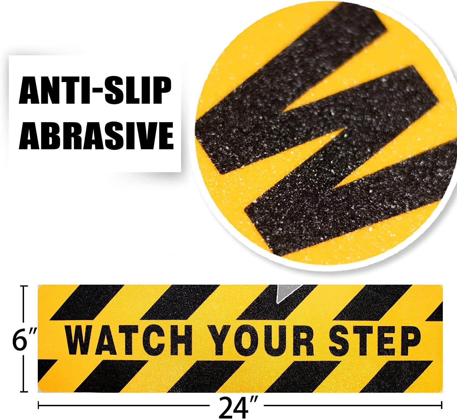 6 Pack 24″x 6″ Watch Your Step Floor Decal Sticker Prevent Accident Caution Sign