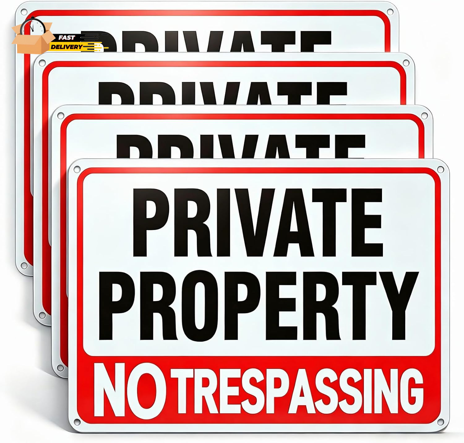 4 Pack Large No Trespassing Signs Private Property, 8X12 Inch Rust Free Aluminu