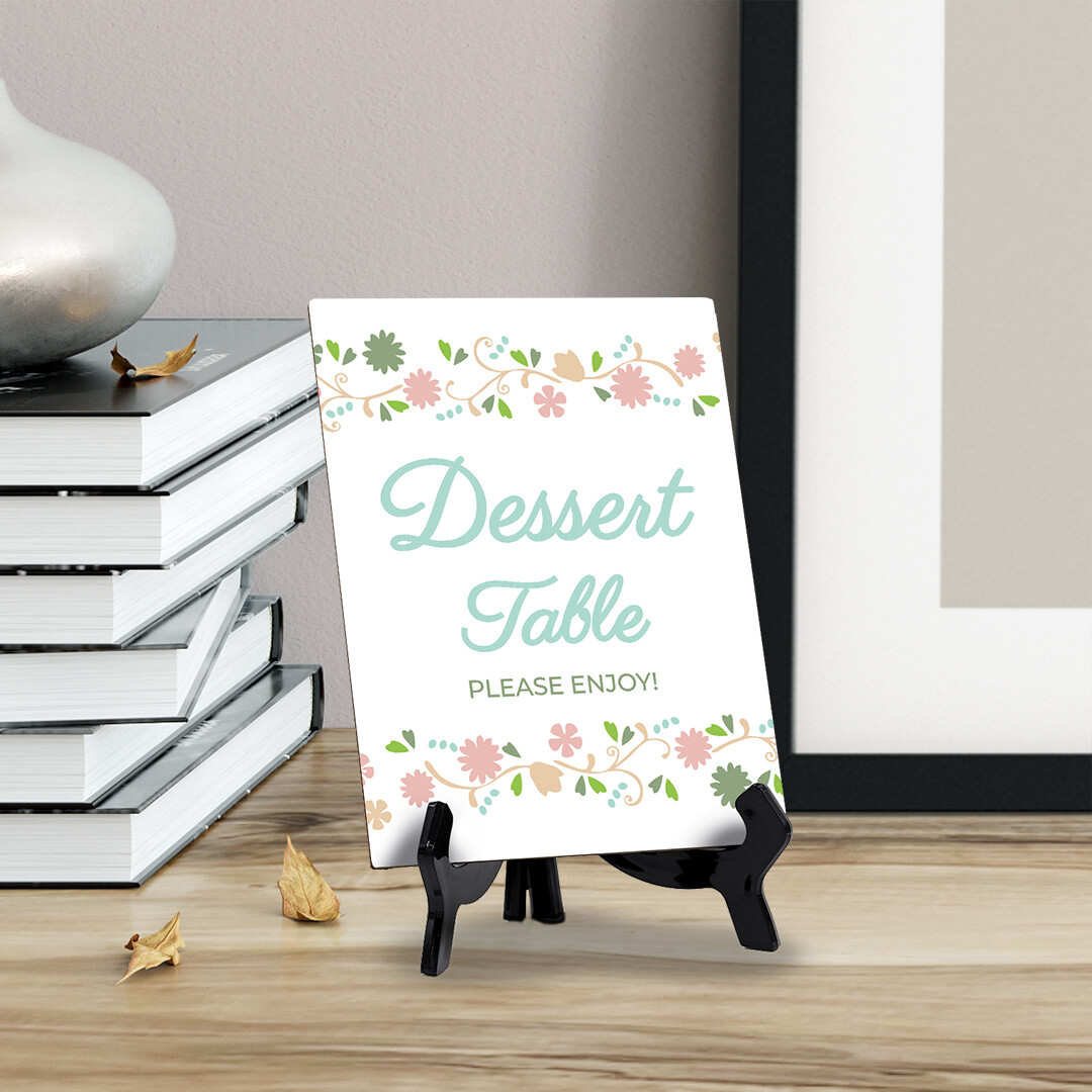 Signs ByLITA Desert Table Please Enjoy! 6×8″ Table Sign With Acrylic Stand