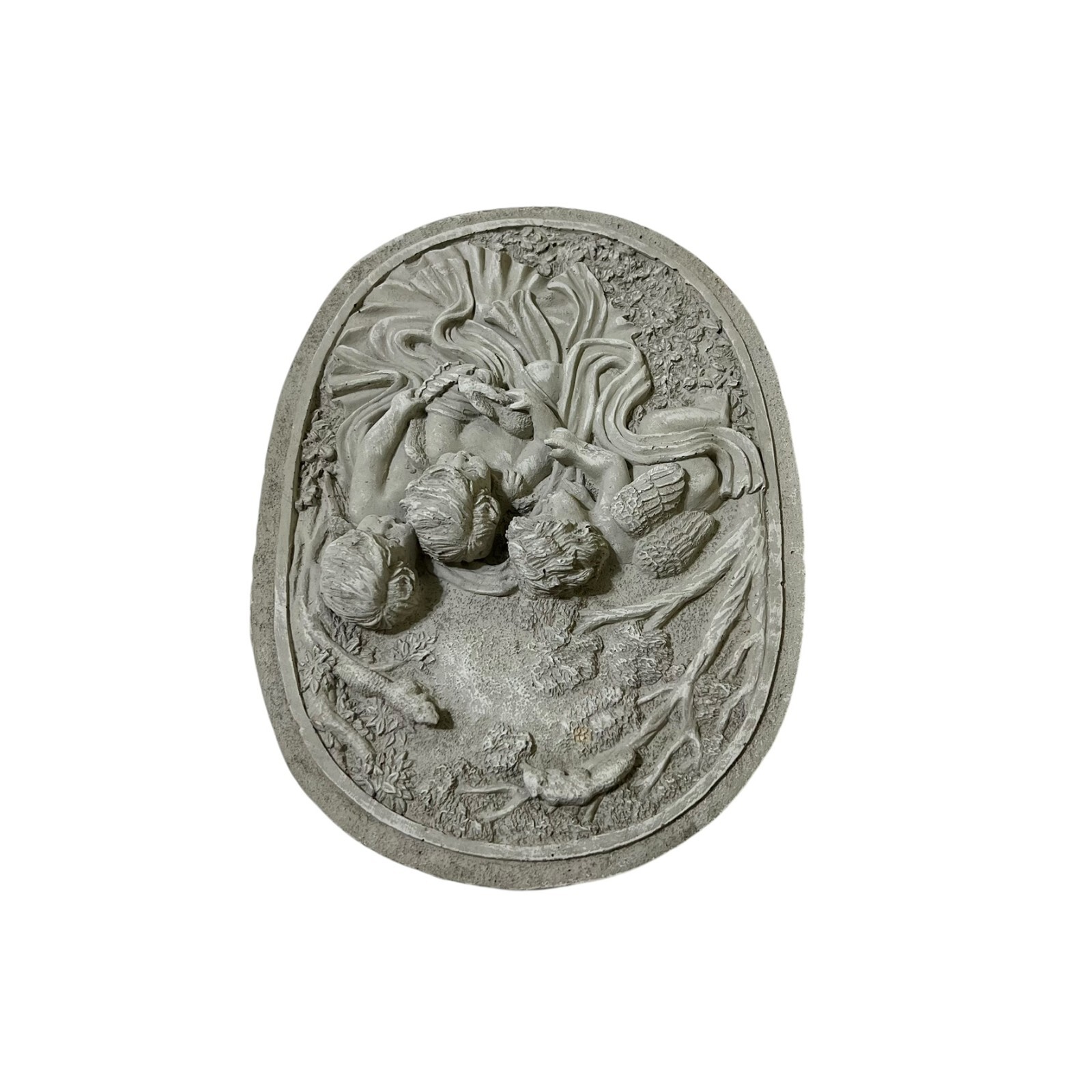 Cherub Angels Wall Plaque Plaster 11.5″ x 8.5″ Decor Lt Gray 3D Textured Angels
