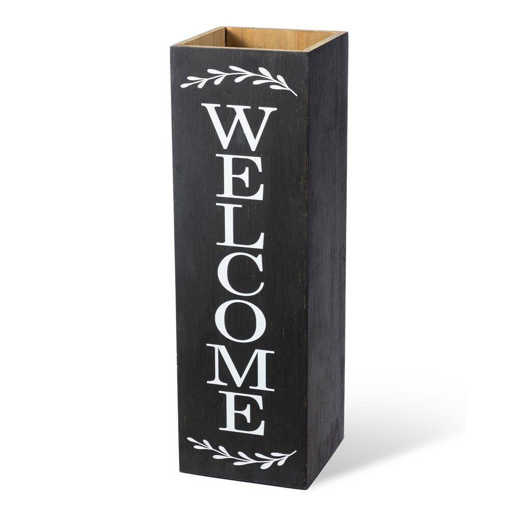 24 In. H Double Sided Solid Wood Black Boxed “WELCOME PORCH” Porch Sign
