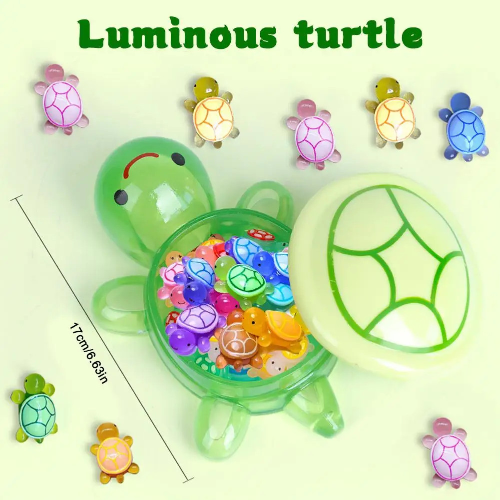 1PC Night Glow Large Turtle+100pcs Mini Luminous Turtles Figurines Resin