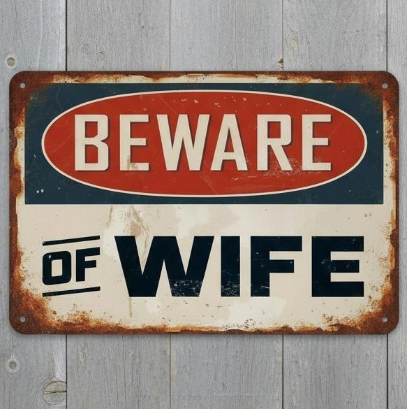 Beware Of Wife 8 x 12 Vintage Novelty Metal Sign New!