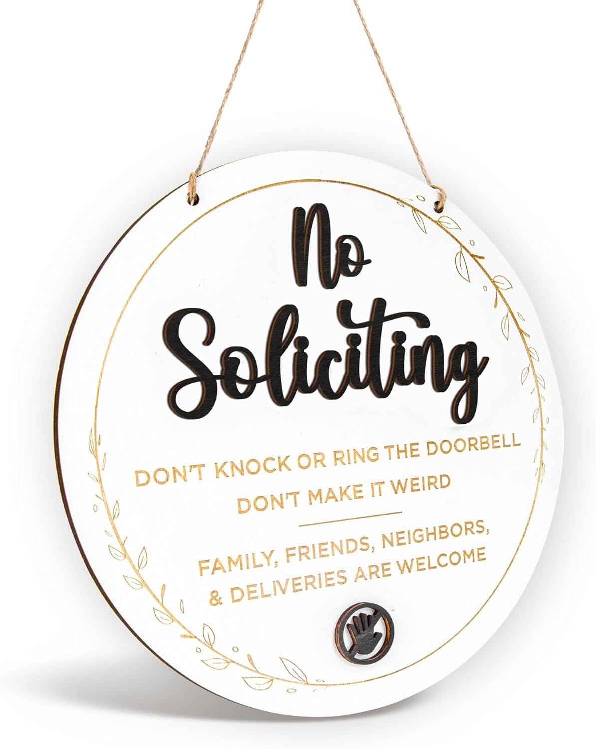 No Soliciting Sign for House Door – Do Not Knock or Ring Doorbell Sign for Front