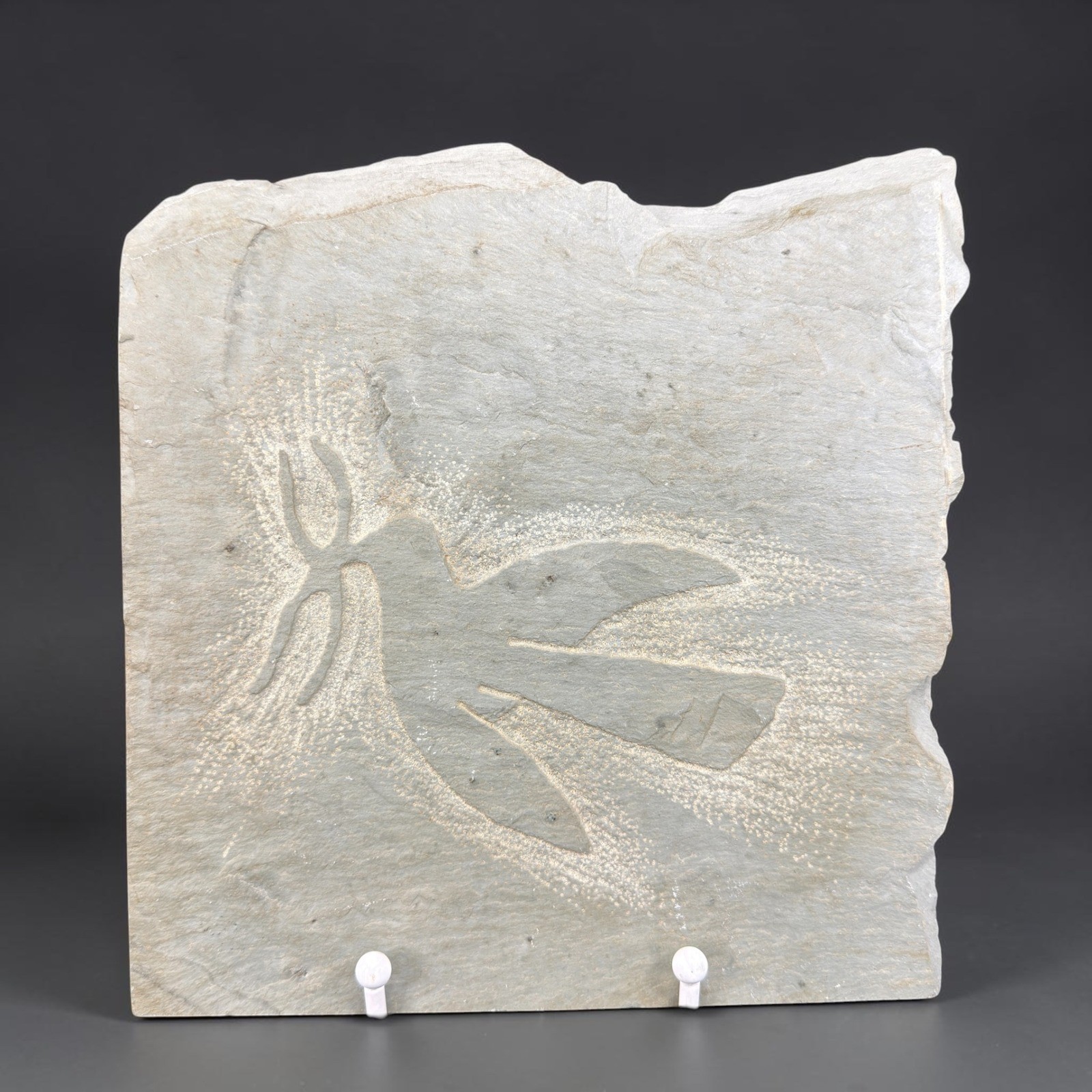 Limited Edition Hand Carved Slate Stone Bird of Peace Wall Plaque 46/405 Grey 8″