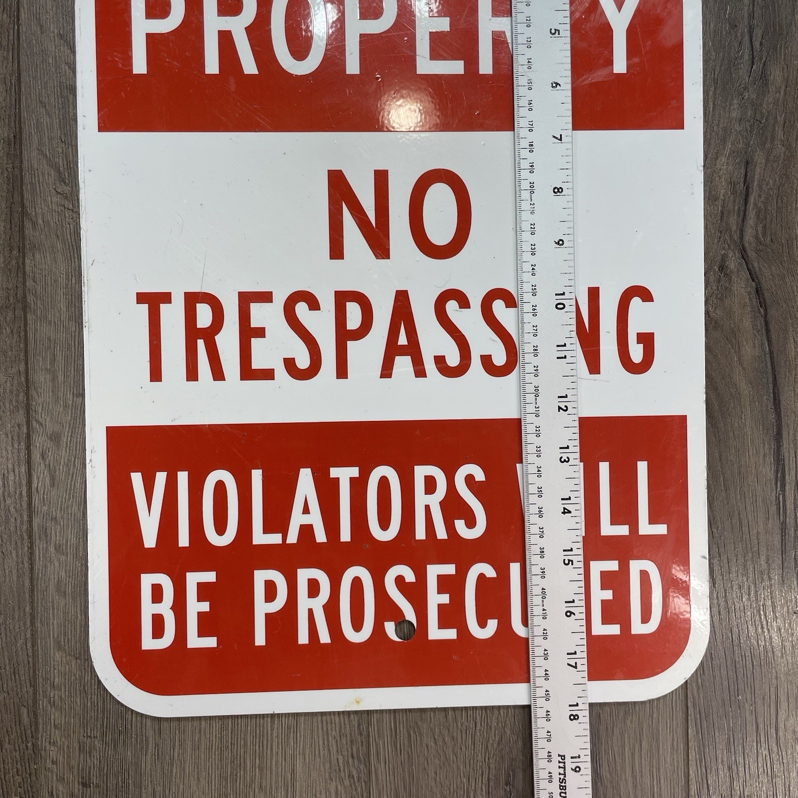 Original Authentic Private Property No Trespassing Sign Metal 18”x12” Vintage
