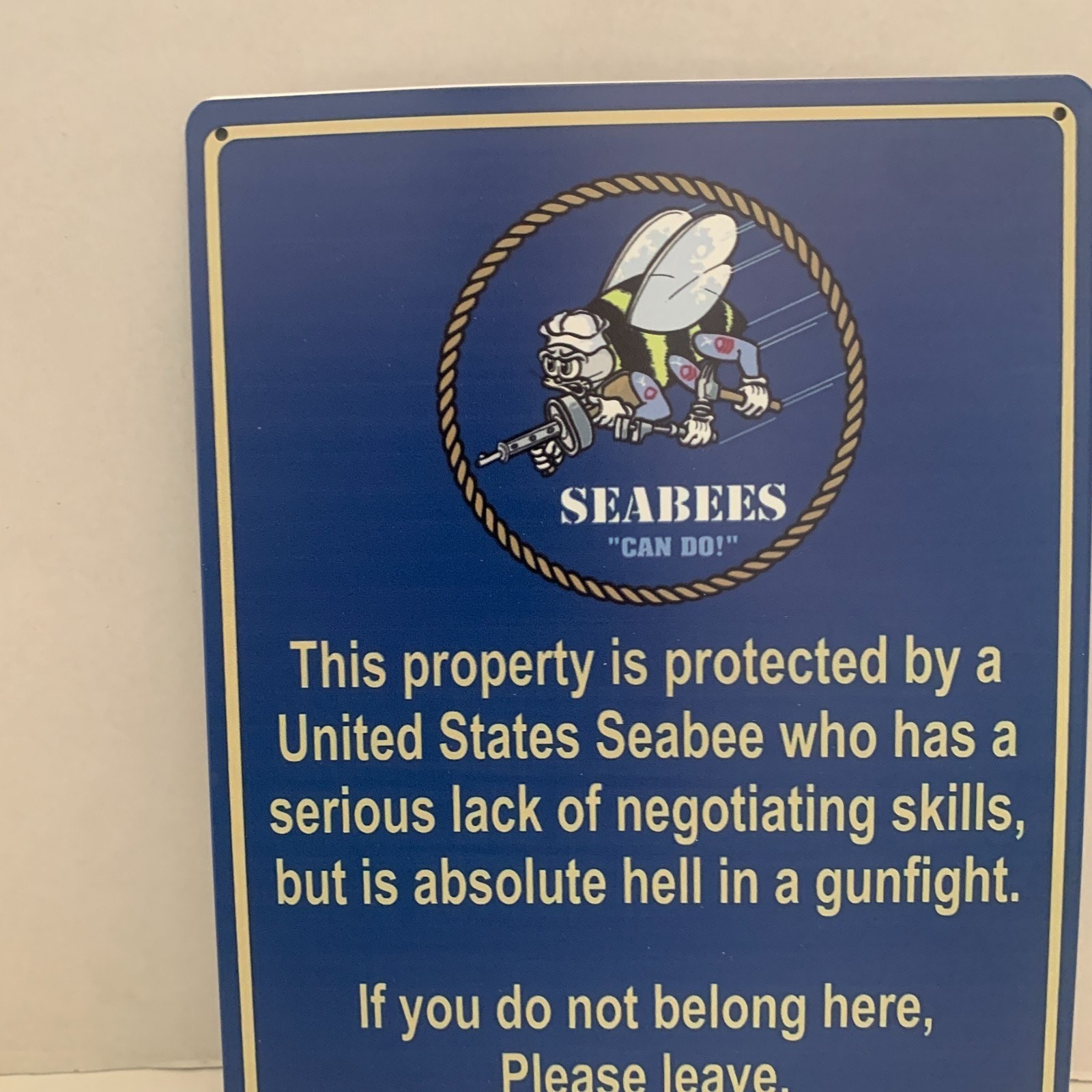 Navy This Property Protected By United States Seabees 12″ x 8″ Metal Sign Decor