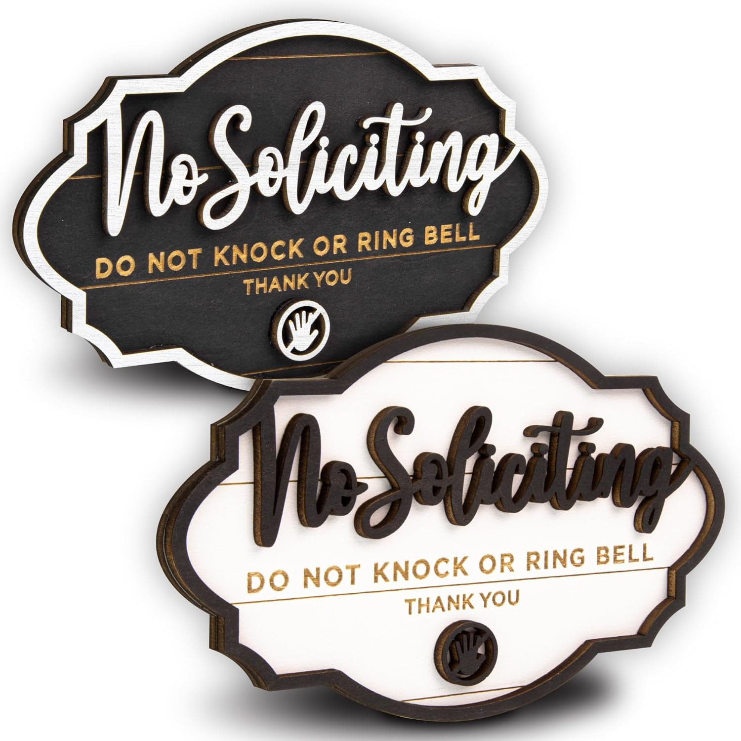 No Soliciting Sign for House Door – Do Not Knock or Ring Doorbell Sign for Front