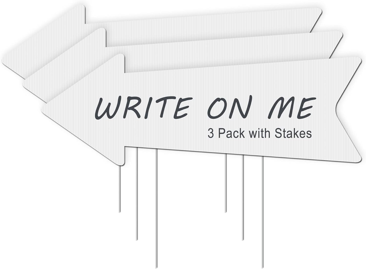 Blank Arrow Signs with Stakes 3 Pack 17 x 6 Inches Wedding Directional Yard Sign