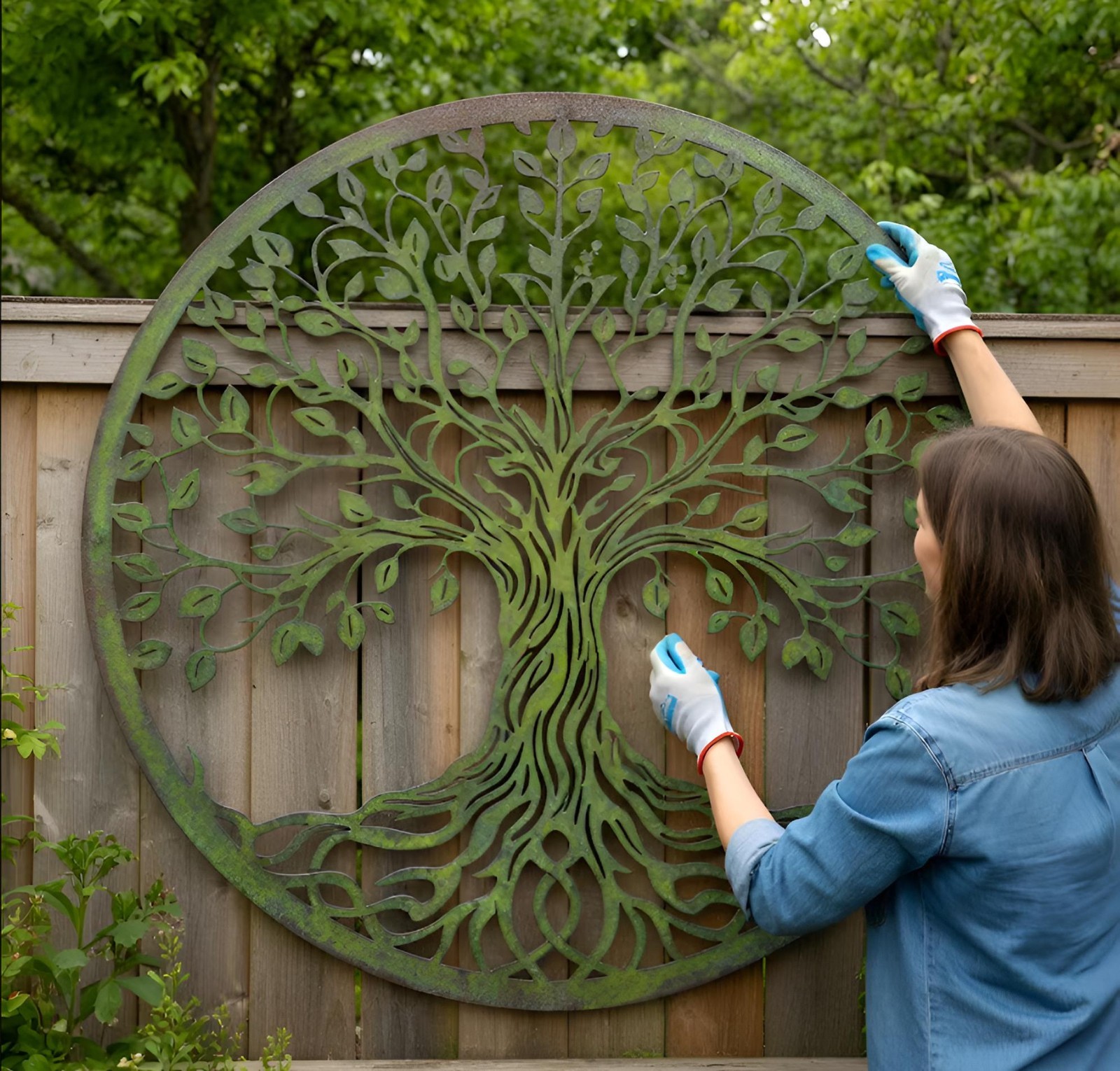 Tree of Life Metal Wall Art, Large Tree Wall Decor, Outdoor Garden Fence Decor