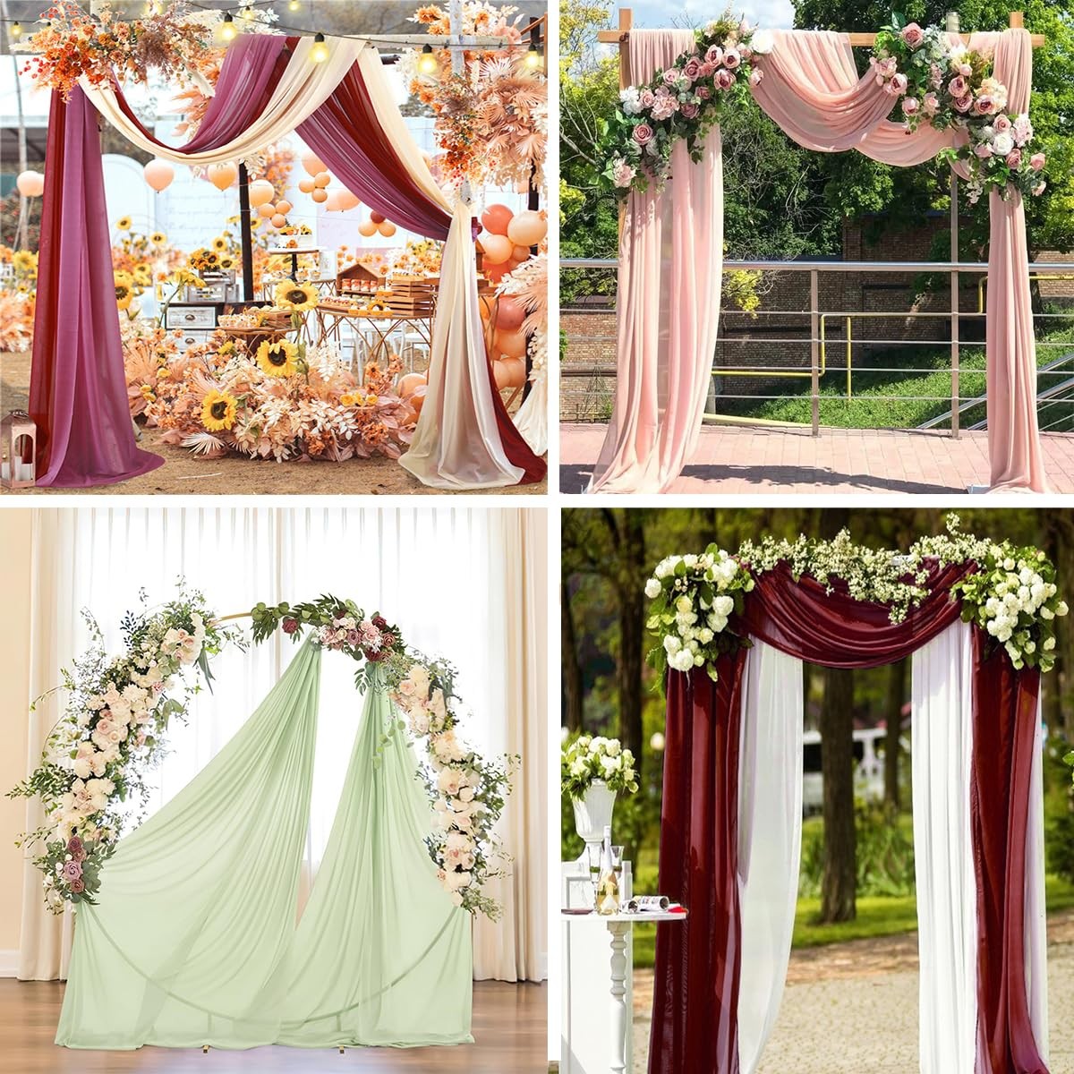 2 Panels Arch Draping Fabric, 29 x 20FT, Terracotta, Chiffon, Sheer Drapes
