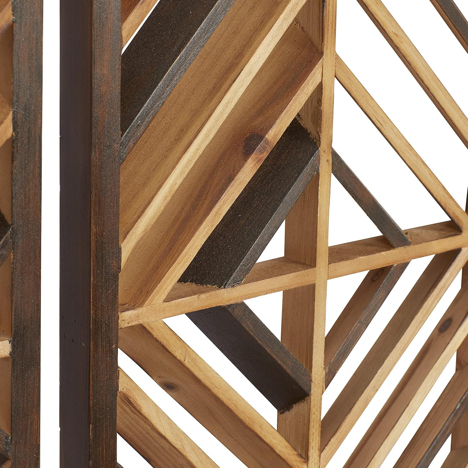 Set of 3 Brown Wood Geometric Wall Art Sculptures, 12″W x 35″H