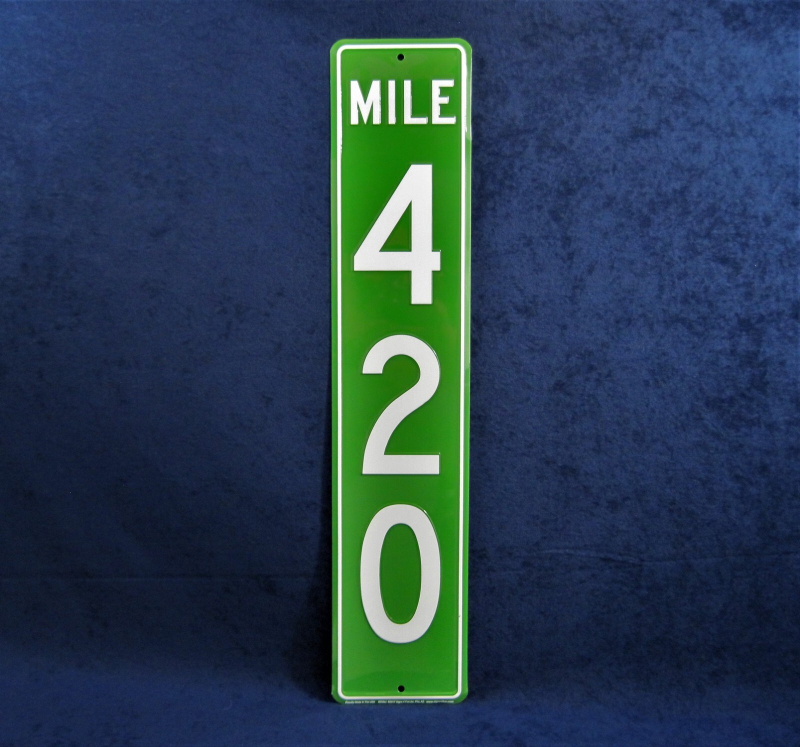 420 Mile Marker 24″ Tall Embossed Metal Sign ~ Garage Man Cave Bar ~ MADE in USA