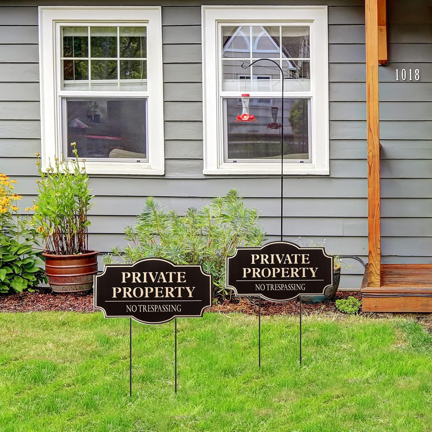 2 Pcs Corrugated Plastic No Trespassing Signs, 11.8 X 6.7 Inches, Private Proper