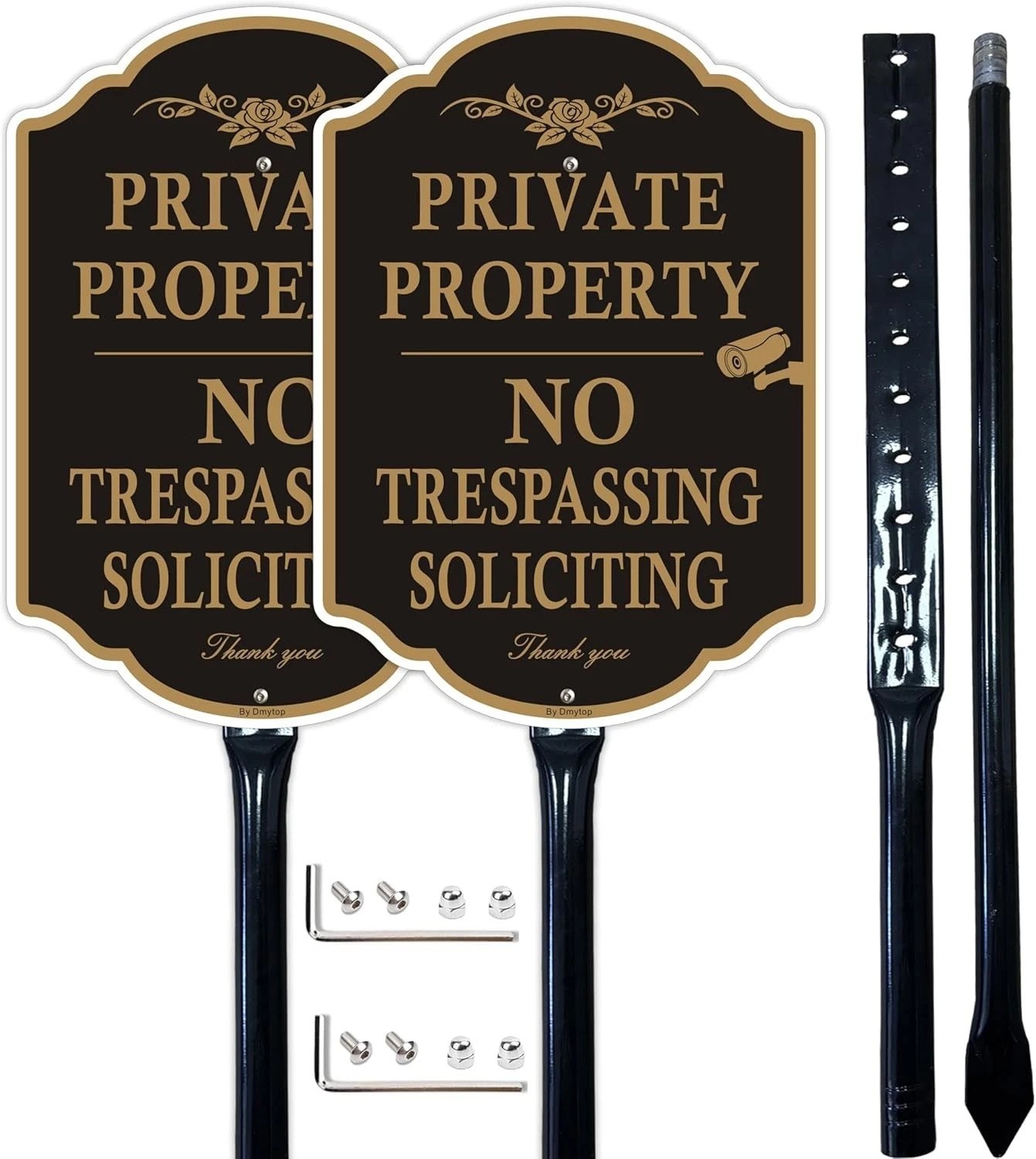 Private Property No Trespassing Signs with 36-inch Metal Stakes, 14 x 10 inch…