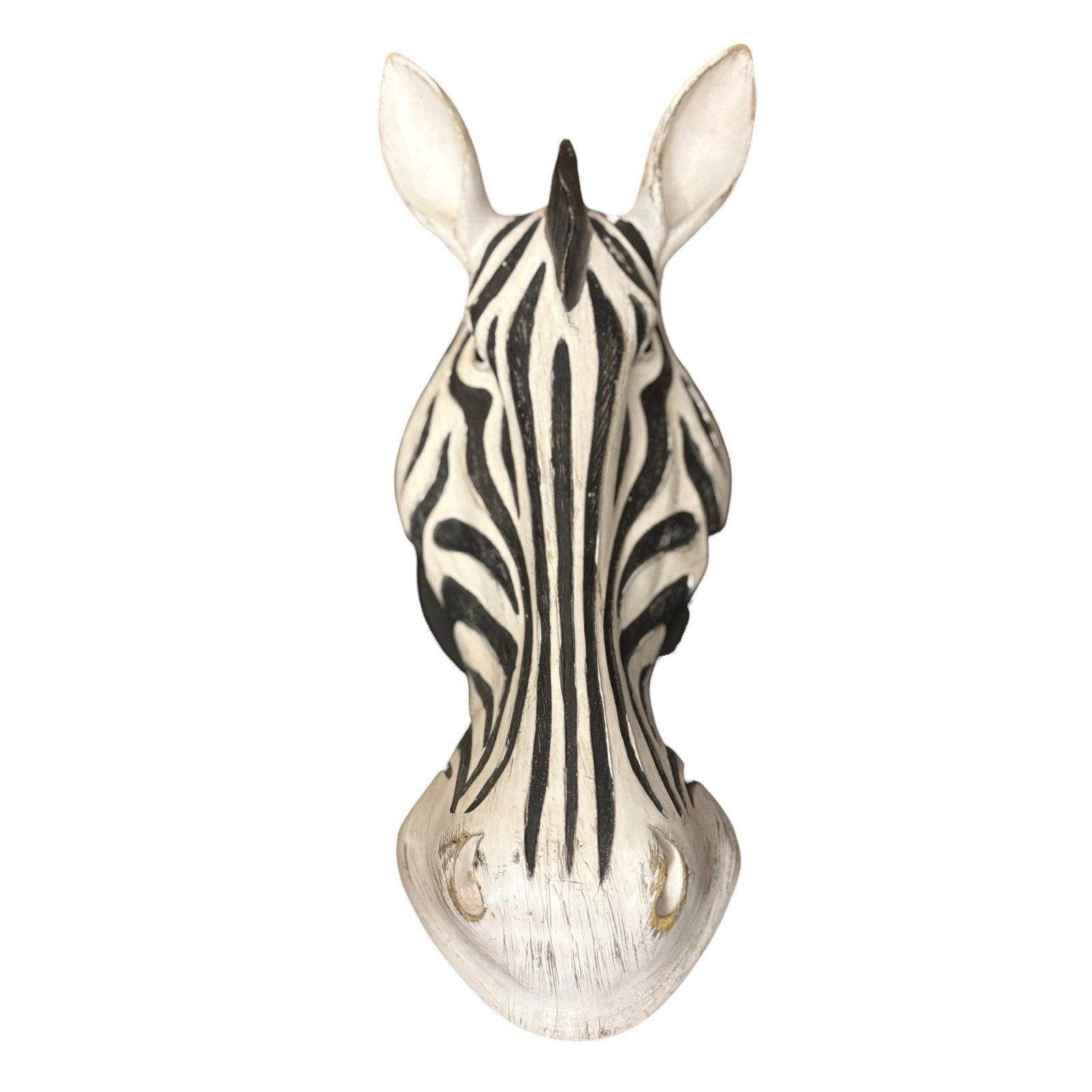 Wood Look Resin Giraffe & Zebra Head Wall Hanging Safari Africa Decor 13” Set