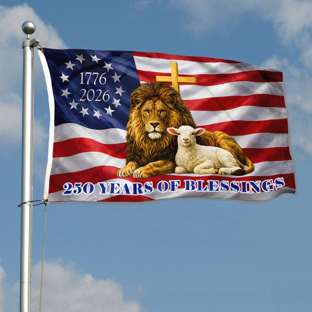 250 Years of Blessings Jewish The Lamb And Lion Patriotic Flag Banner 3x5Feet