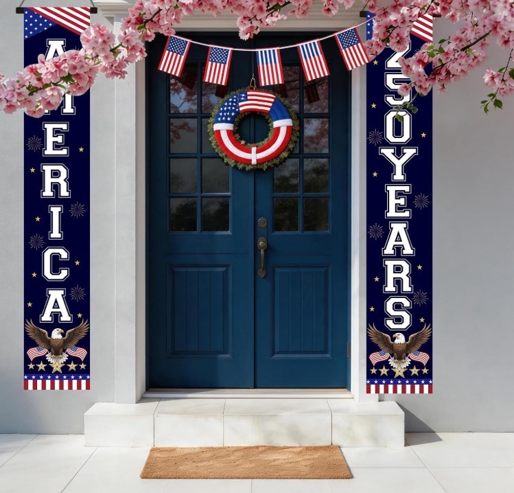 250Th Anniversary Banner, 1776-2026 American Patriotic Door Sign Hanging Decorat