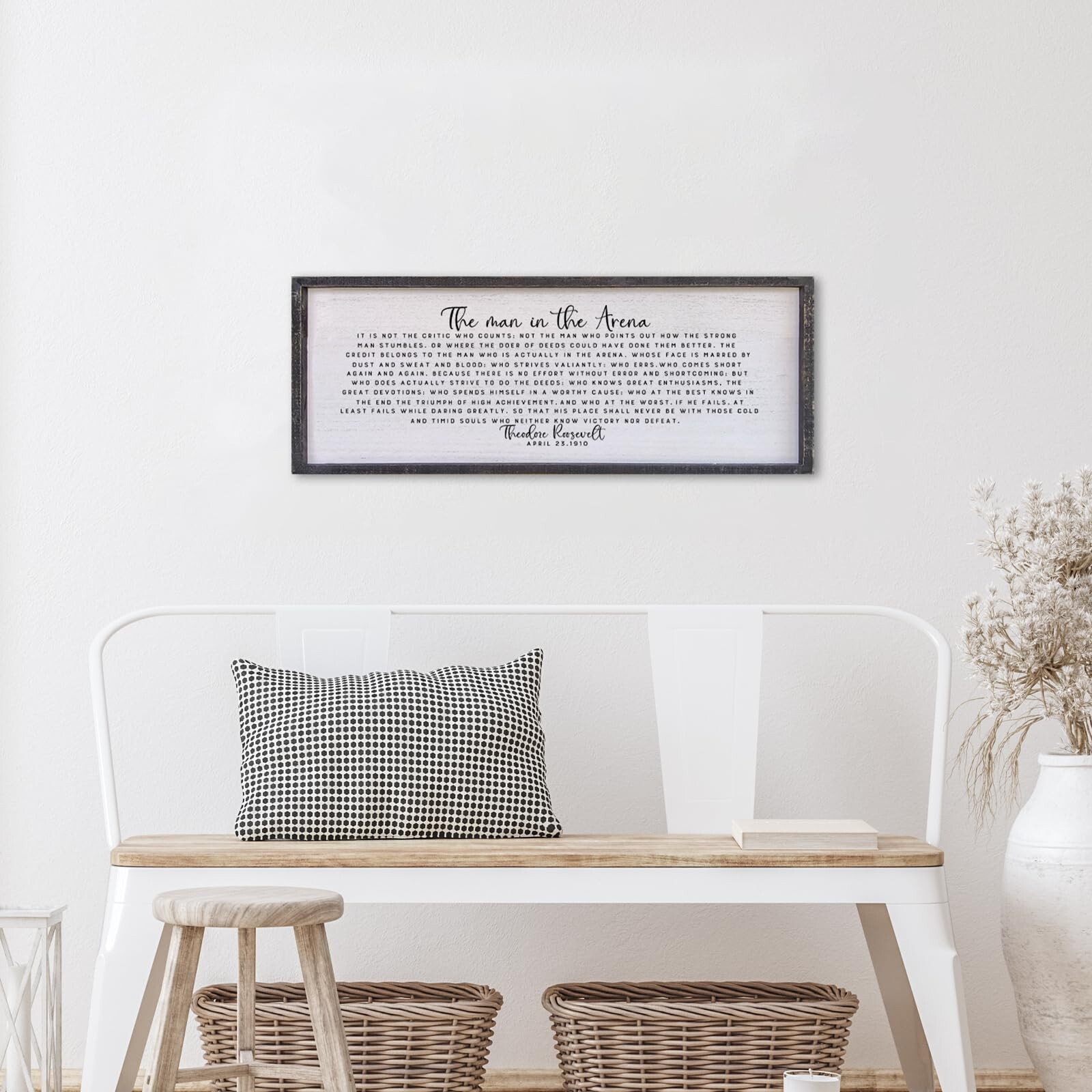 The Man In The Arena Wall Decor 40″x15″ Morden Office Motivational Wood Frame…