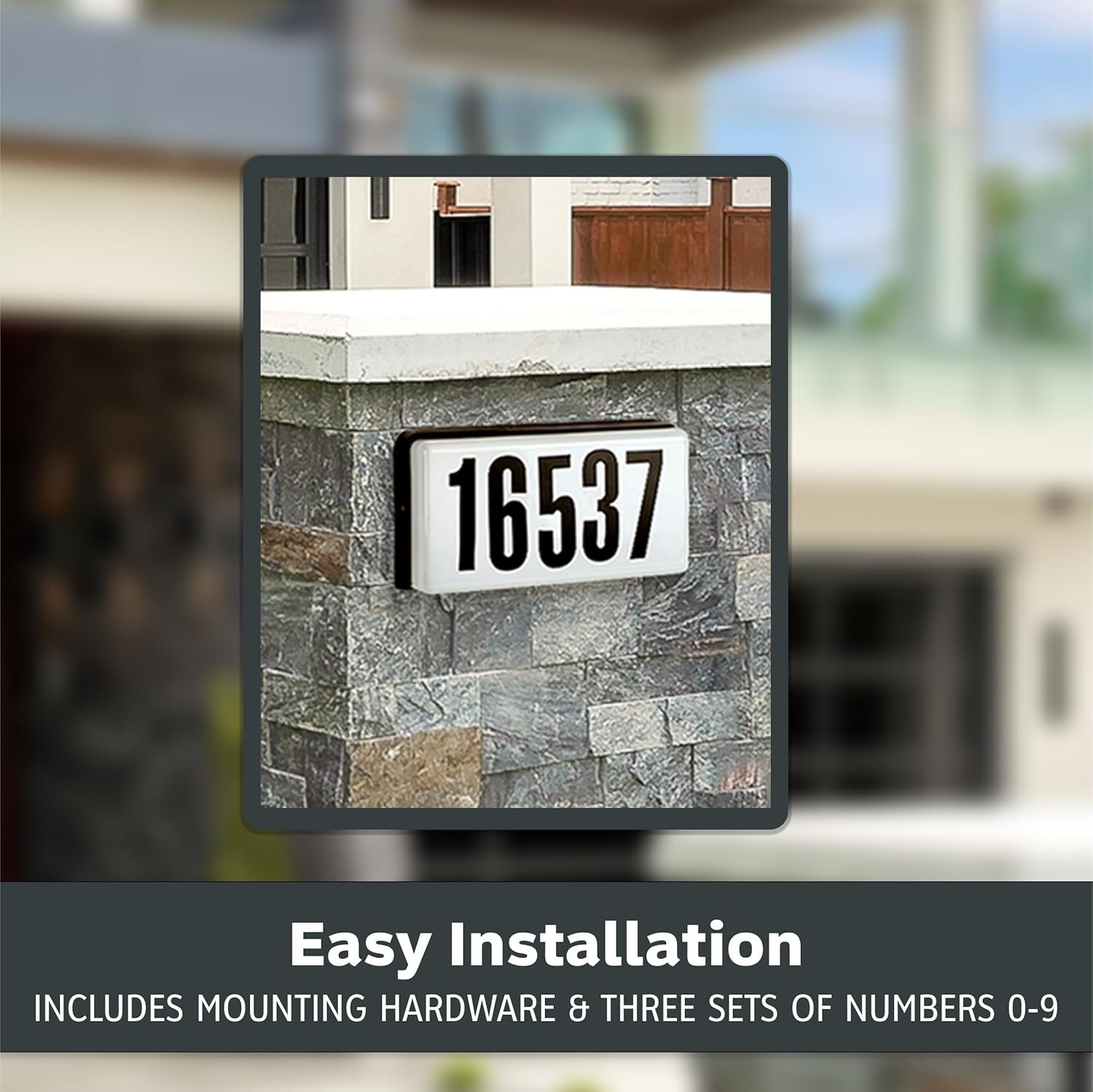Lighted House Number Sign, 2-Light Outdoor Home Address Plaque, 10 Inch, Black,
