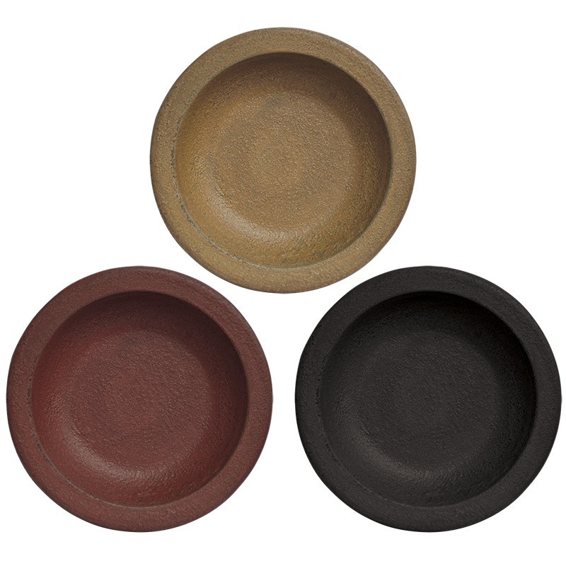 NEW Primitive WOOD BOWLS 3 Assorted 5.75″Wx1″H BLACK MUSTARD BURGUNDY Candle Pan