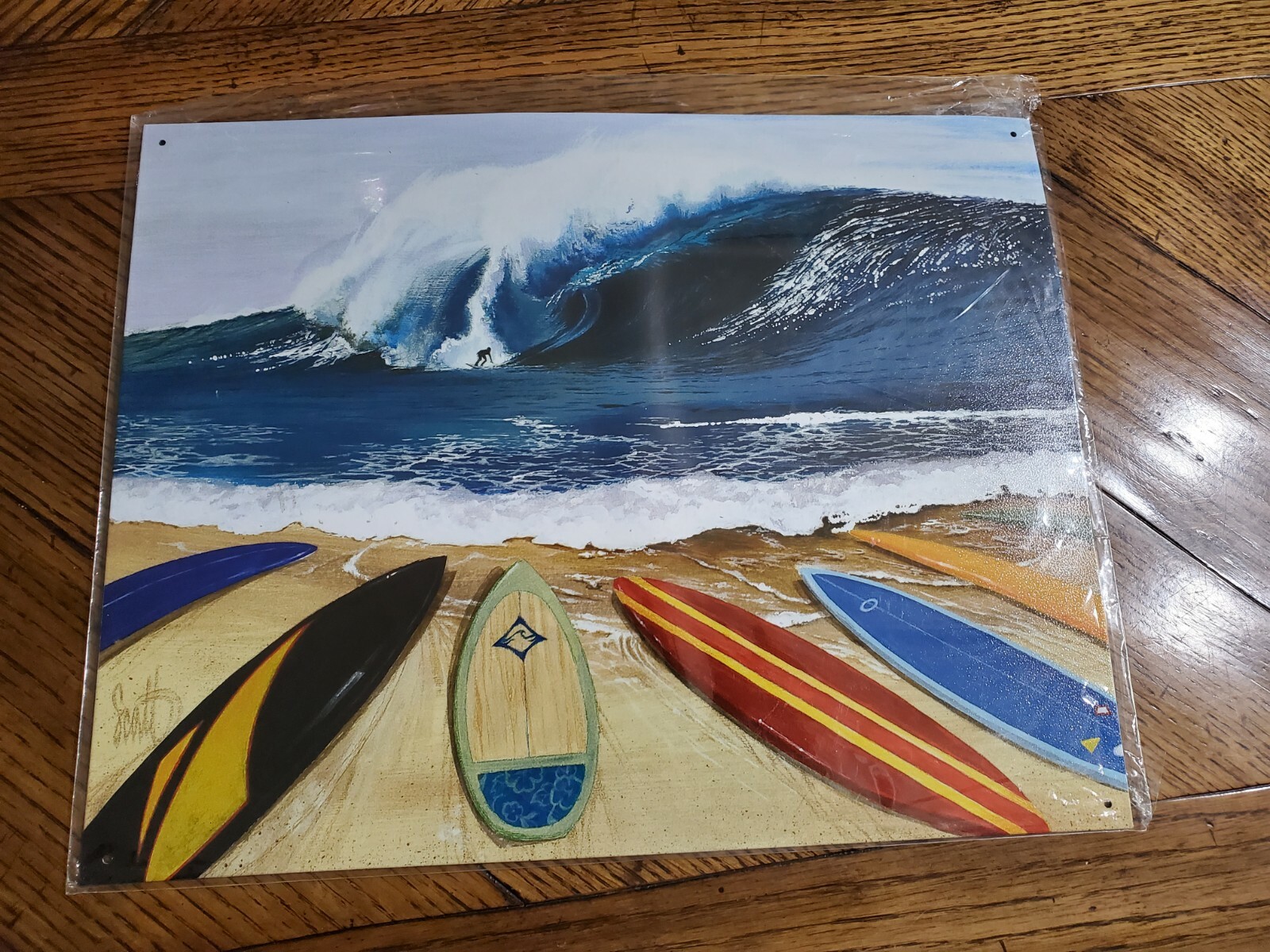 Westmoreland Wait Turn Surf Boards Metal Sign Tin Lined Up Vintage Beach Bar