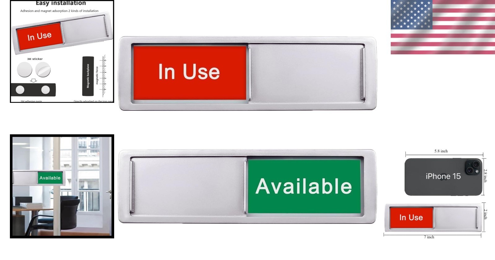 Eco-Friendly Magnetic Door Sign – ‘In Use’ / ‘Available’ for Professional Spaces