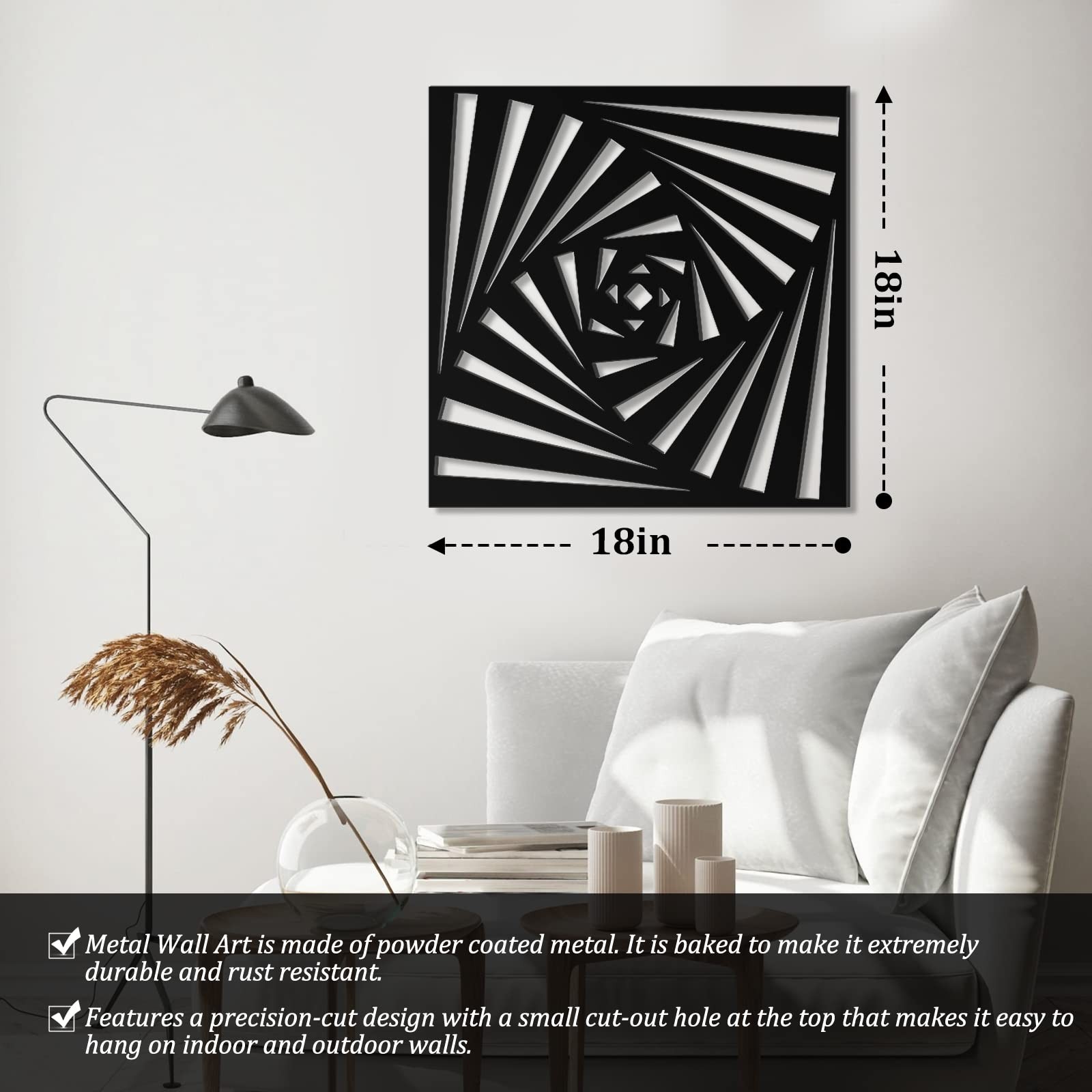 18in Large Abstract Black Wall Art Minimalist Geometric Wall Decor Modern Wall A